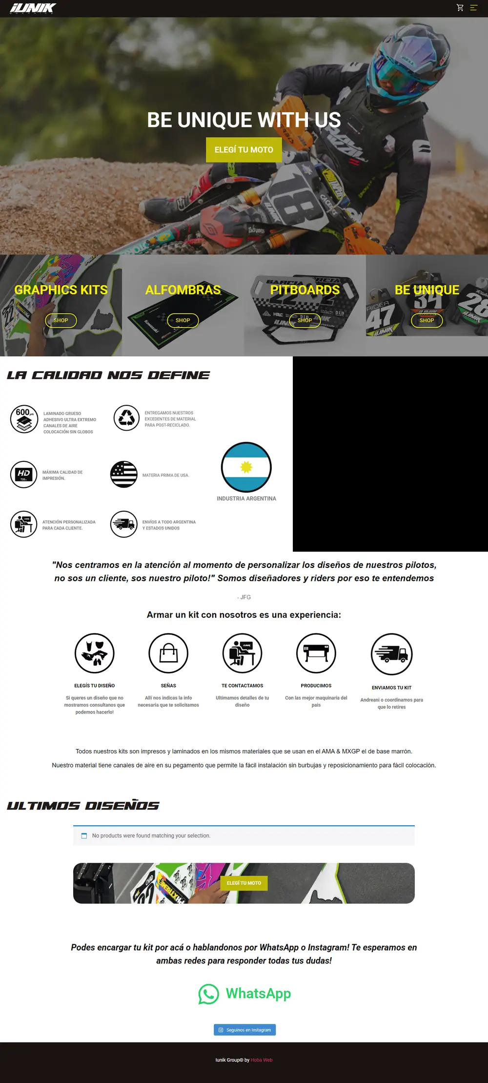 Home de la tienda de IunikGraphics en escritorio (captura del 25/10/2026)
