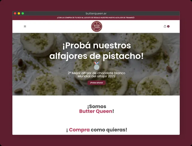 Captura de la tienda online de Butter Queen