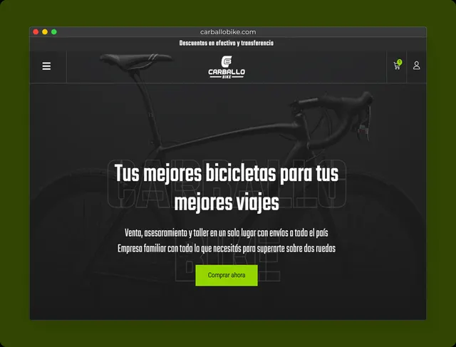 Captura de la tienda online de Carballo Bike